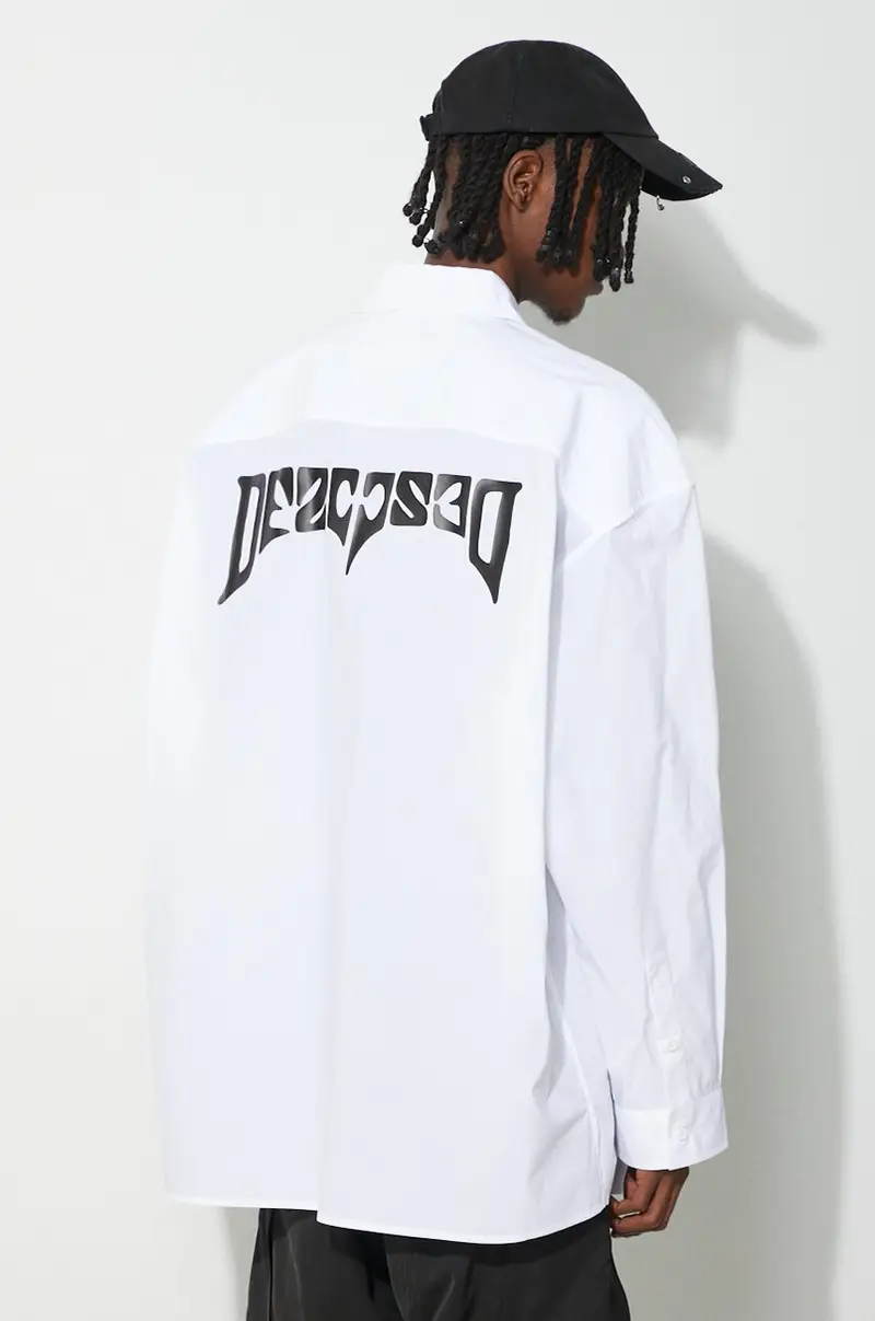 camicia in cotone 'Psychic' Wide Shoulder Shirt uomo colore bianco SS24-W-0022