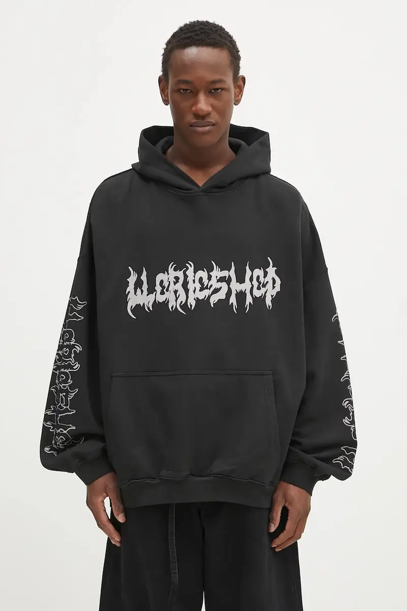 felpa in cotone 'Faithless' uomo colore nero con cappuccio S25-URC-0631-050