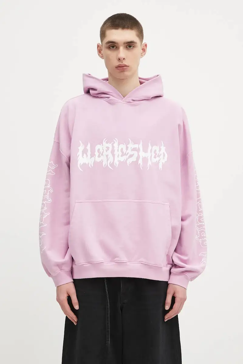 felpa in cotone 'Faithless' uomo colore violetto con cappuccio S25-URC-0631-850