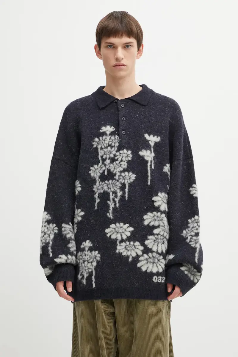 maglione in misto lana 'Melting Daisies' uomo colore blu navy F25.URK.0432.000