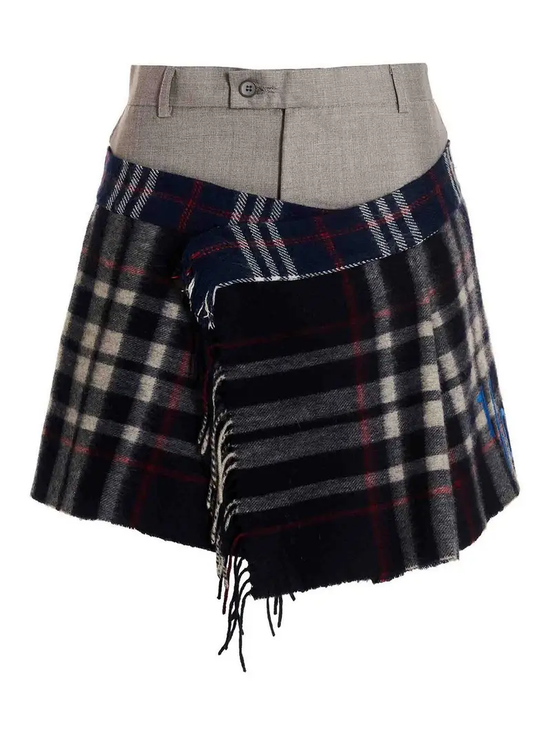 Gonna rielaborata con sciarpa a quadri Multicolore