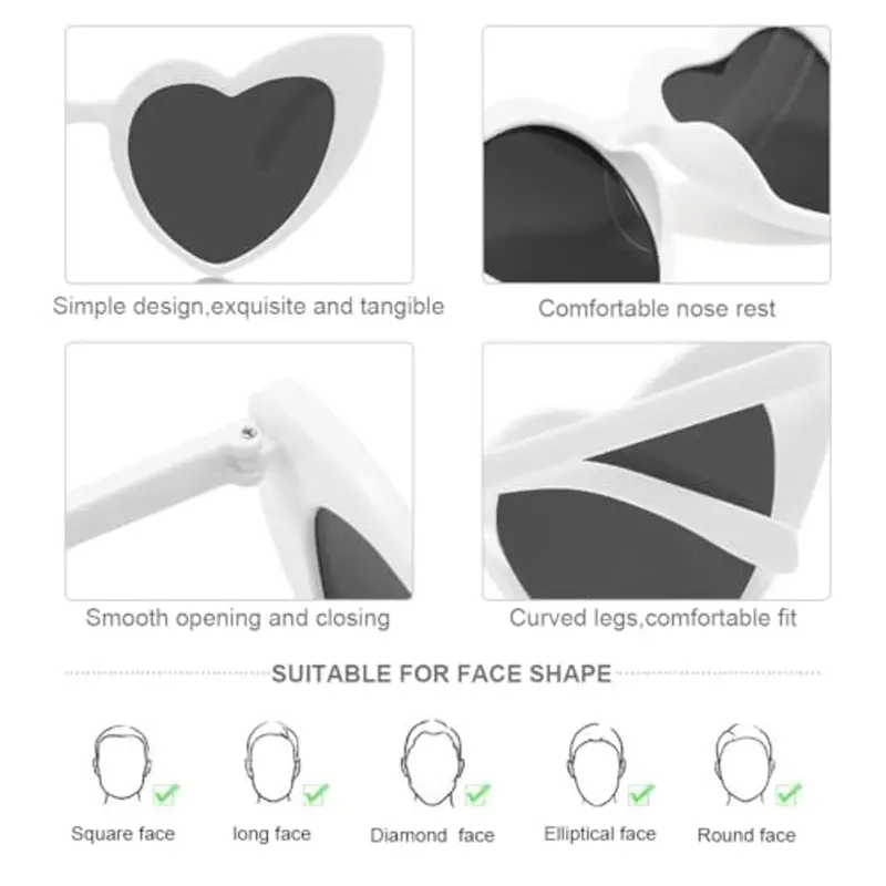 10 Paia Occhiali da Sole Matrimonio, Occhiali a Cuore, Occhiali Matrimonio Divertenti, Kit Addio al Nubilato Sposa e Amiche miniatura 3