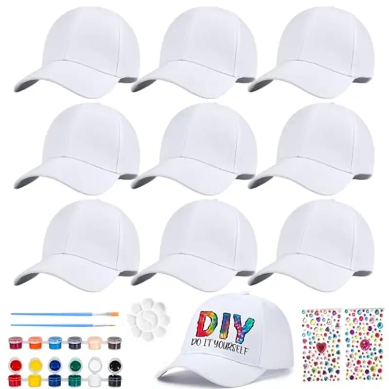 10 Pezzi berretto graffiti, berretto da dipingere per bambini, berretto da baseball fai da te,berretto da baseball per