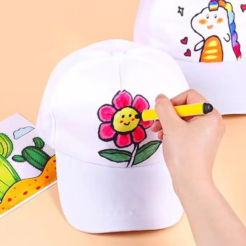 10 Pezzi berretto graffiti, berretto da dipingere per bambini, berretto da baseball fai da te, berretto da baseball per miniatura 3