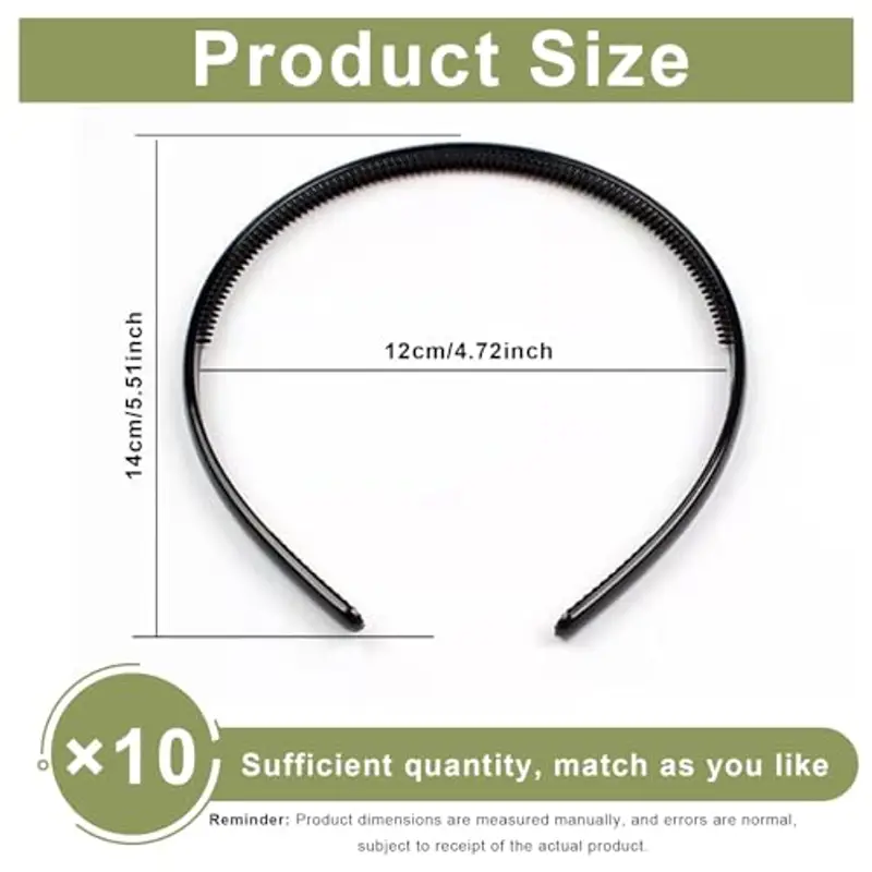 10 Pezzi Cerchietto Per Capelli, Cerchietto Capelli in Plastica con Denti, Denti Fasce per Sottili Cerchietti Fai Da miniatura 2