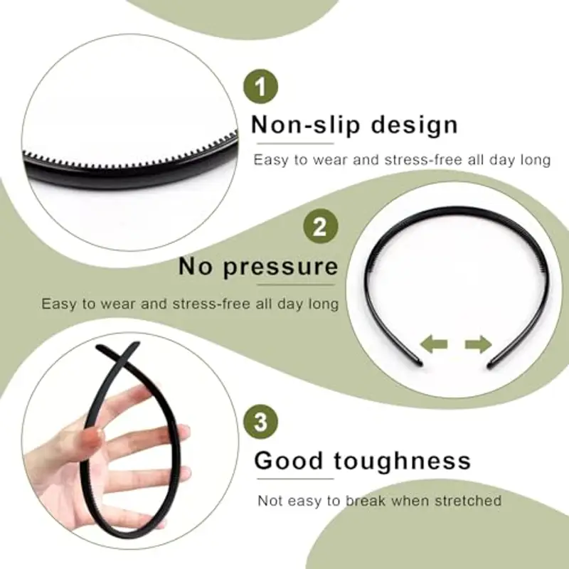 10 Pezzi Cerchietto Per Capelli, Cerchietto Capelli in Plastica con Denti, Denti Fasce per Sottili Cerchietti Fai Da miniatura 3