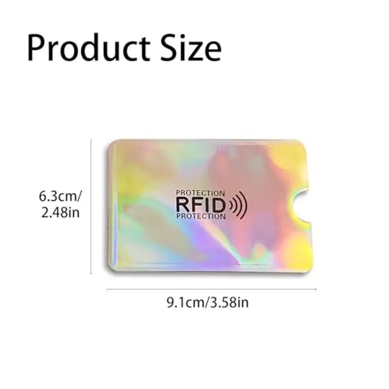 10 Pezzi Supporto per carte RFID colorato, Maniche di blocco RFID per passaporto e carte di credito? un set di coperture sicure per carte di credito senza contatto e clip per carte antifurto miniatura 2