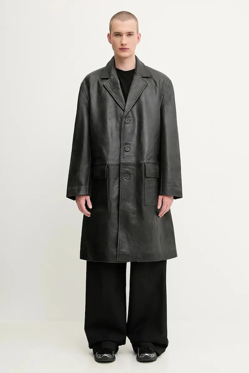 cappotto in pelle Vintage leather uomo colore nero AAMOU0547LE01