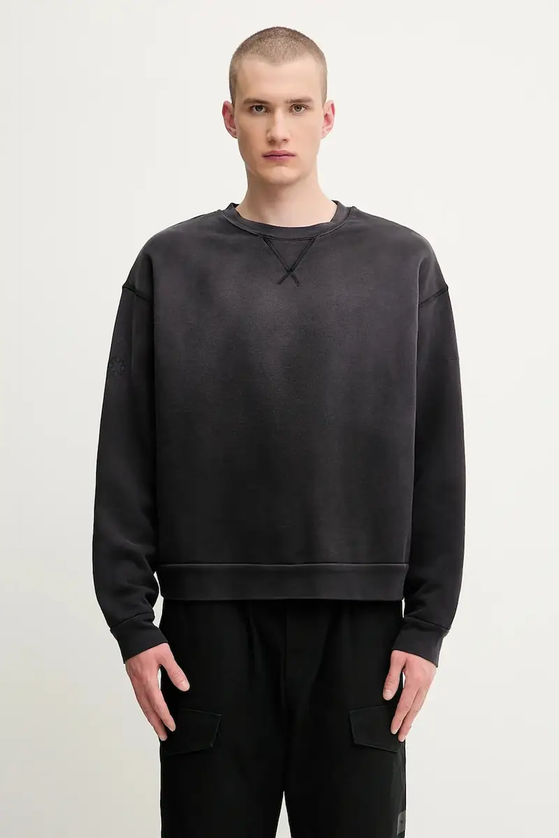felpa in cotone Garment dye boxy crewneck uomo colore nero AAMSW0243FA01