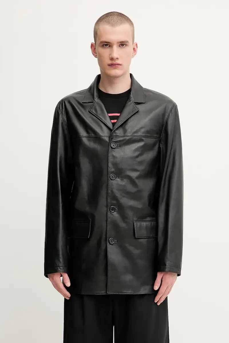 giacca in pelle Four button leather colore nero AAMOU0548LE01