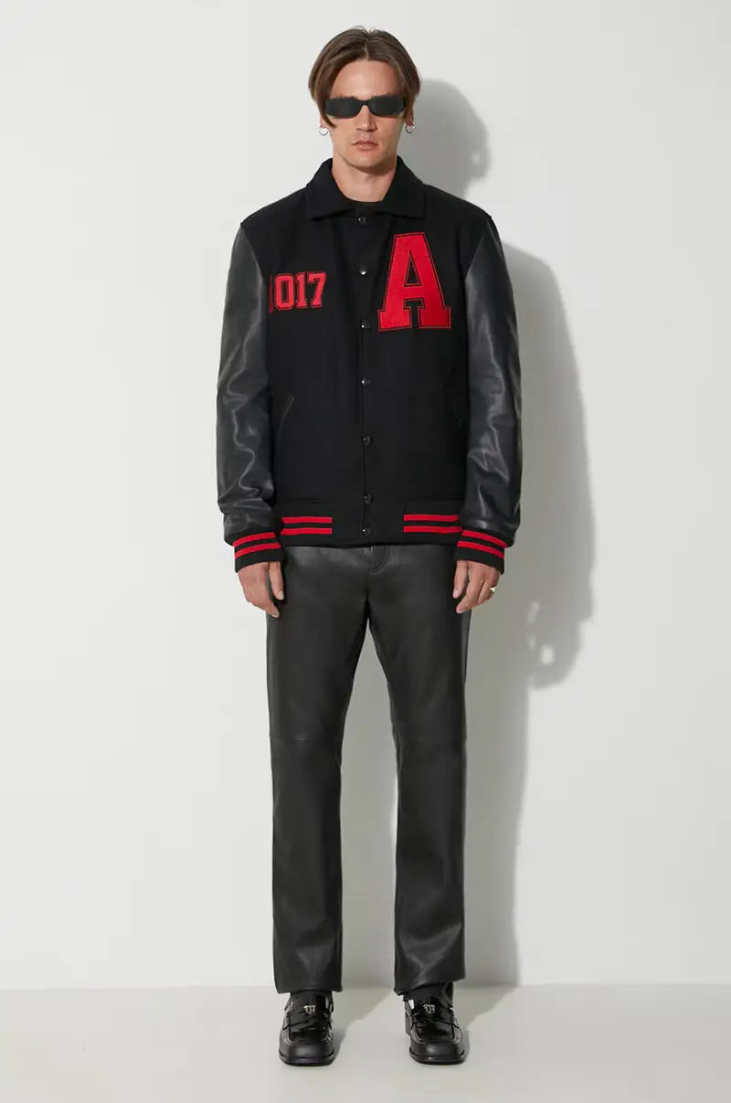 giubbotto bomber in lana Nero miniatura 2