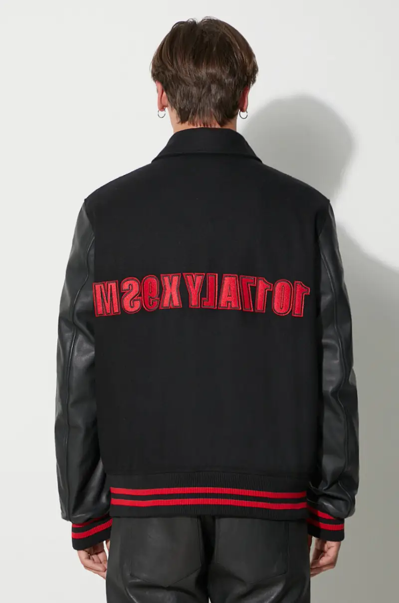 giubbotto bomber in lana Nero miniatura 3