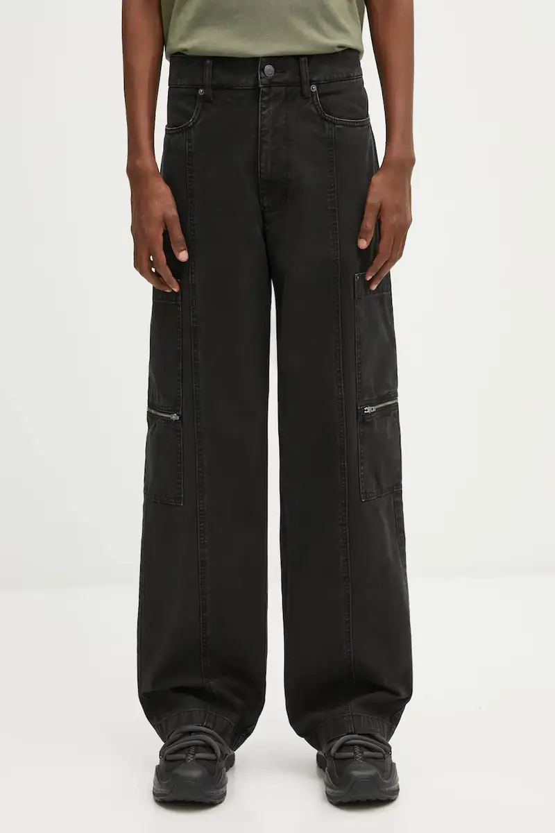 pantaloni in cotone uomo colore nero AAMPA0512FA01