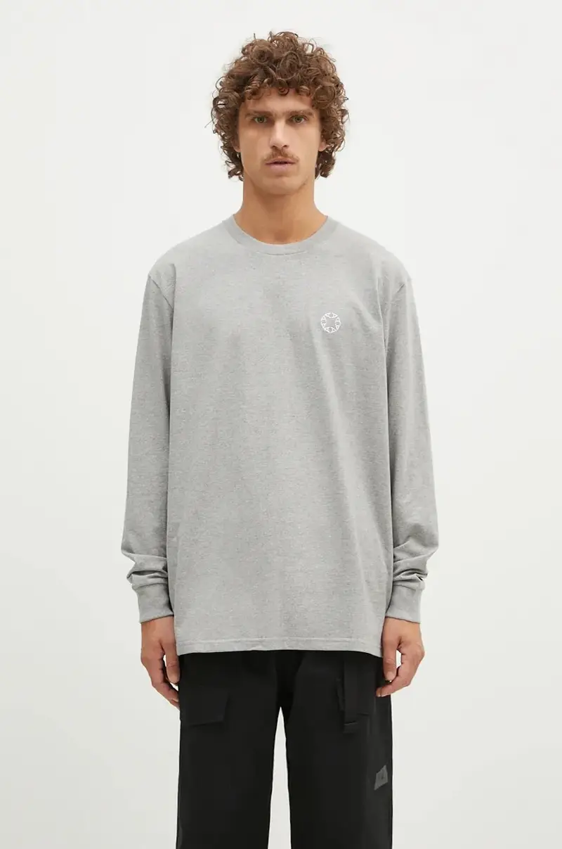 top a maniche lunghe in cotone Regular Fit Longsleeve Crewneck Tee colore grigio AAMTS0483FA01