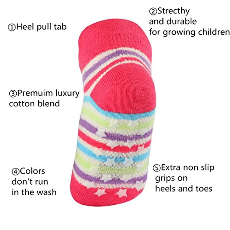 12 Paia Ragazze e Bambine Calzini Antiscivolo Cotone Calzini, Ragazza Calzini Antiscivolo per Bambina Piccola miniatura 2