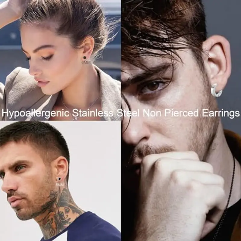 VELESAY Orecchini Uomo Nero 807997 miniatura 3