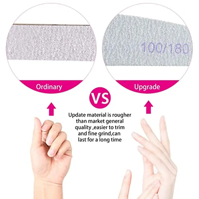 16 Pezzi Lime per Unghie 100/180, URAQT Professionali Lavabile a Doppia Faccia, Mezza luna Bilaterale Strumenti per la Cura Degli Unghie, per Uso Domestico e Salone miniatura 2