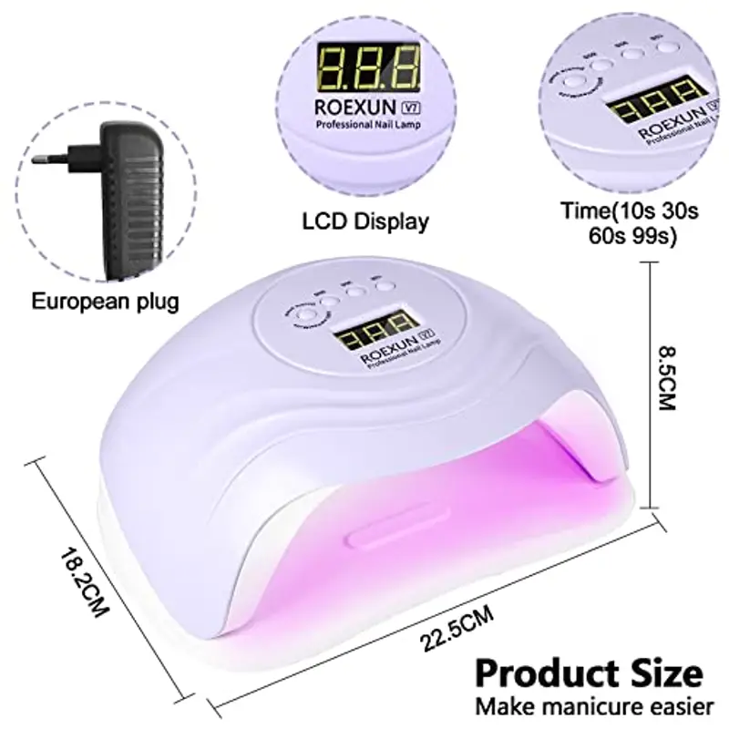 168W Lampada Unghie LED UV, Lampada per Unghie Con 4 Impostazioni Timer, Asciugatrice per Gel a LED per Gel per Smalto Con Sensore Automatico, Per Manicure/Pedicure Lampada Asciuga Smalto Semipermanente miniatura 2