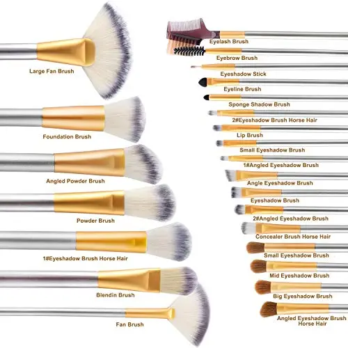 18 Pezzi Set di Pennelli Trucco Con Custodia da Viaggio Manico in Legno Professionale Kabuki in Fibra Sintetica Premium miniatura 2