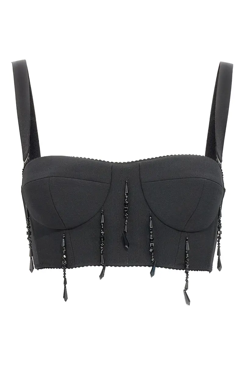 Top Bustier Perline Nero