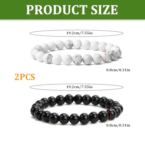 2 Braccialetto di Ossidiana Nera, Elastico Bracciale Perline per Uomo Donna, Regalo Fatto a Mano Fai Da Te miniatura 2