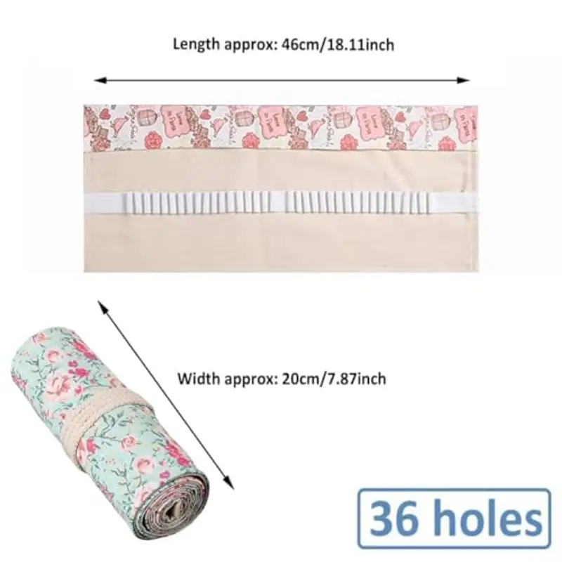 2 Pezzi Astuccio Arrotolabile 36 Fori in Tela, Porta Matite Arrotolabile, Rotolo con Matite Colorate, Astuccio Che si miniatura 2