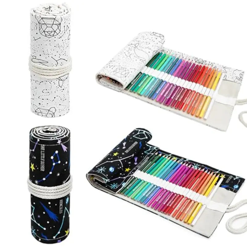 2 Pezzi Astuccio Arrotolabile er Matite in Tela a 36 Fori, Astuccio Rotolo con Matite Colorate, Portamatite