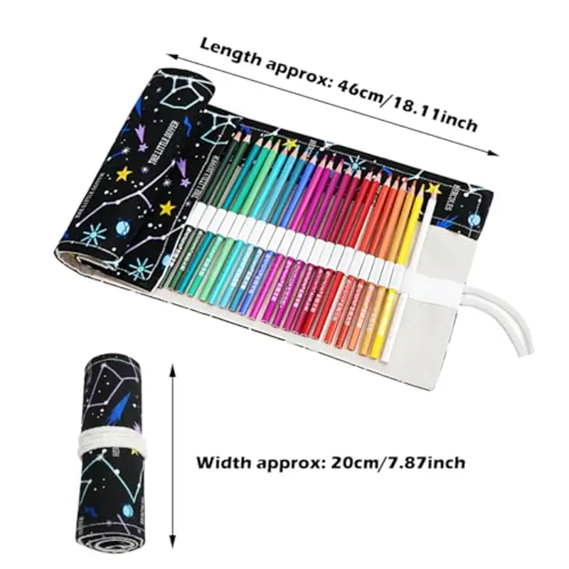 2 Pezzi Astuccio Arrotolabile er Matite in Tela a 36 Fori, Astuccio Rotolo con Matite Colorate, Portamatite miniatura 2