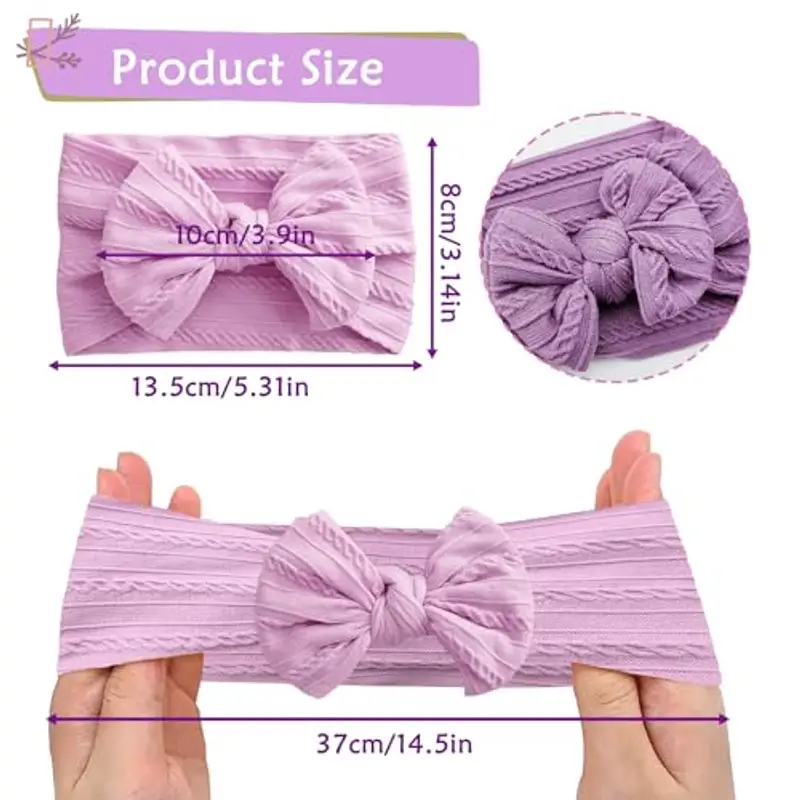 2 Pezzi Fasce per Capelli per Neonato Fascia per Turbante per Neonata Fiocchi per Bambina Fiocco Morbido Copricapo miniatura 2