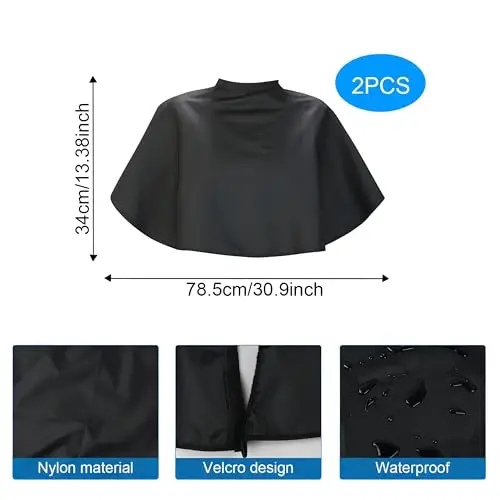 2 Pezzi Mantella Corta per Taglio Capelli, Mantella da Parrucchiere Professionale, Scialle per Barbiere Impermeabile miniatura 2