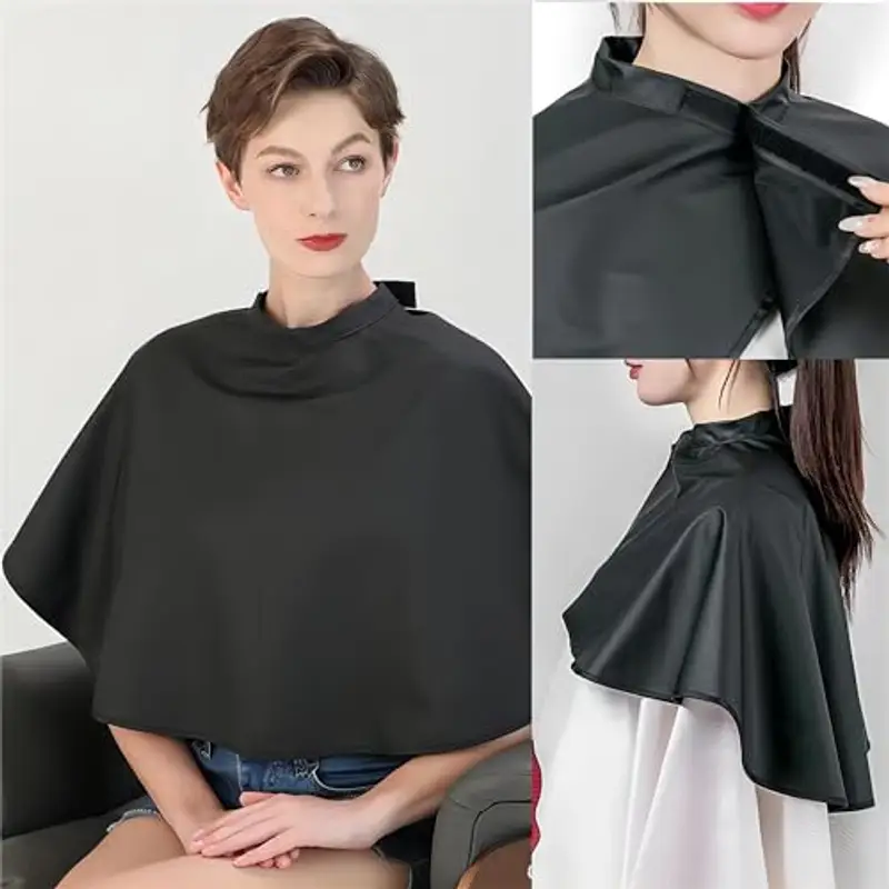 2 Pezzi Mantella per Taglio Capelli, Mantella per Tinta dei Capelli, Scialle per Barbiere in Nylon, Mantella per miniatura 3