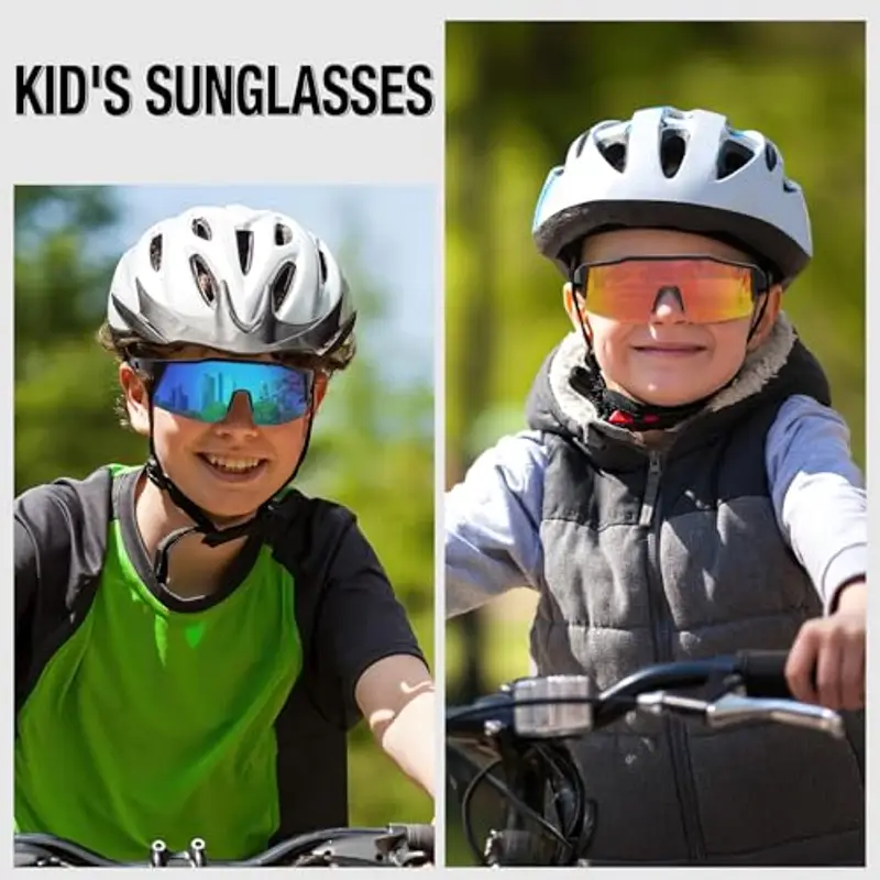 2 Pezzi Occhiali da Sole Bambino Bambina, Polarizzati Protezione UV400 Occhiali Veloci Occhiali Sportivi Running Ciclismo Tennis per 5 a 14 Anni miniatura 2