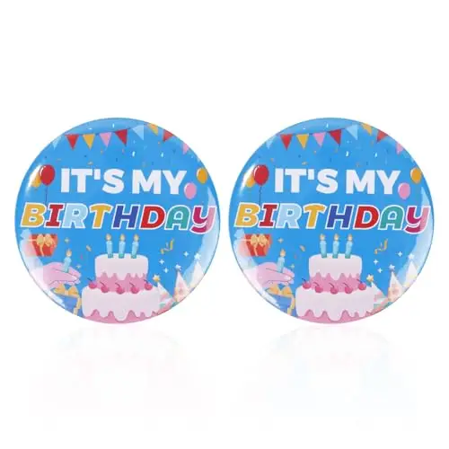 2 Spille di Buon Compleanno, Spilla da 5,8 cm “It's My Birthday“ Spilla Carina Ragazzi e Ragazze Decorazioni per Feste