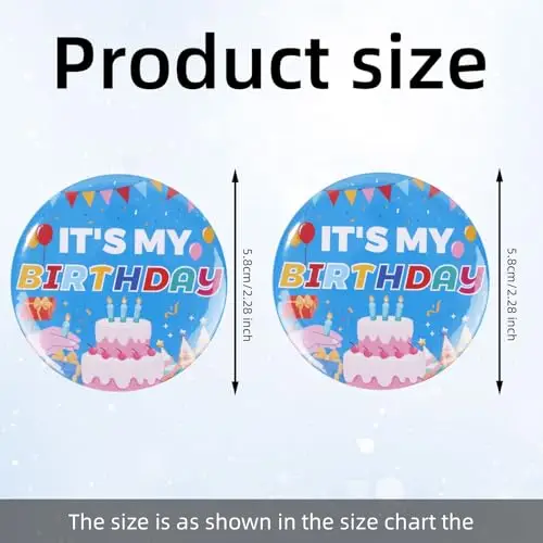 2 Spille di Buon Compleanno, Spilla da 5, 8 cm “It's My Birthday“ Spilla Carina Ragazzi e Ragazze Decorazioni per Feste miniatura 2