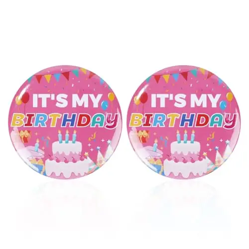2 Spille di Buon Compleanno, Spilla da 5,8 cm “It's My Birthday“ Spilla Carina Ragazzi e Ragazze Decorazioni per Feste