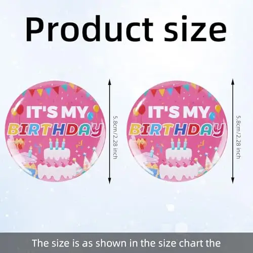2 Spille di Buon Compleanno, Spilla da 5, 8 cm “It's My Birthday“ Spilla Carina Ragazzi e Ragazze Decorazioni per Feste miniatura 2