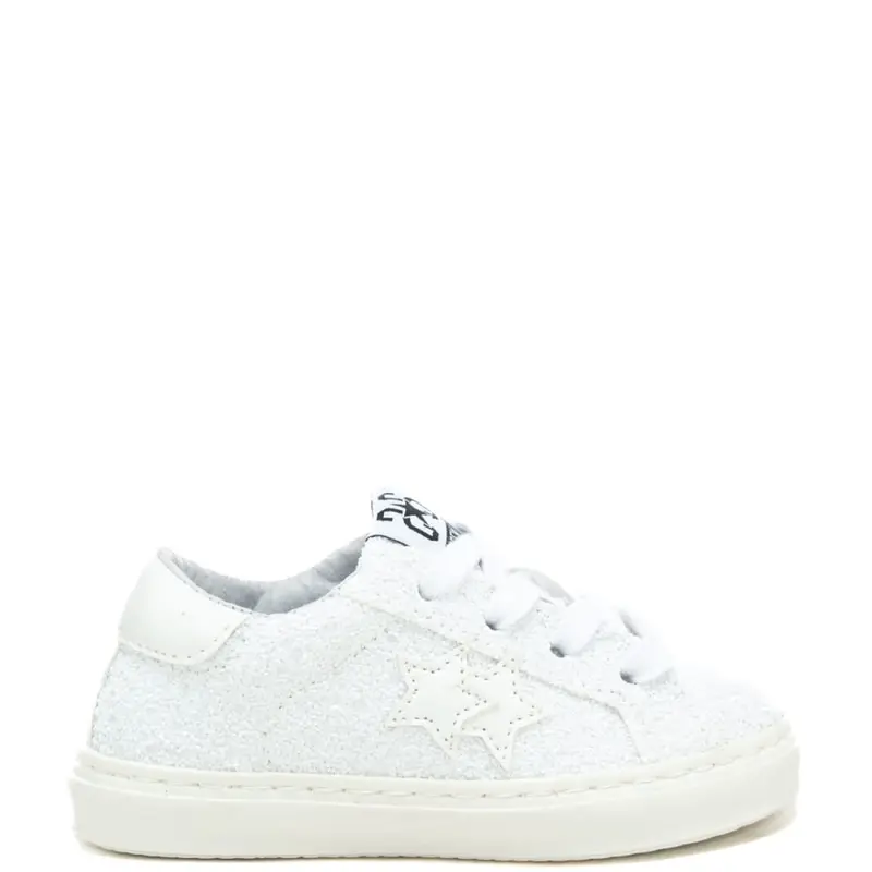 sneakers da bambina low con tomaia con glitter ton sur ton all over bianche