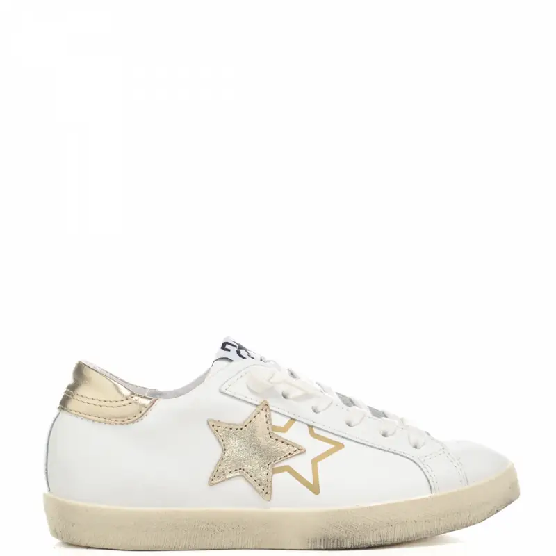 sneakers da donna prime star con inserti in pelle laminata bianco oro