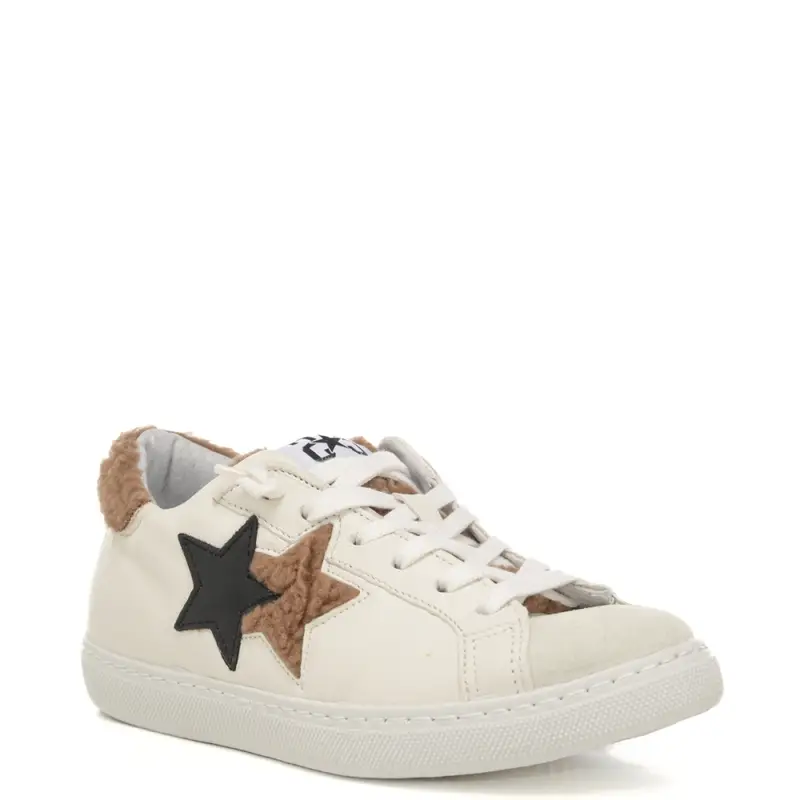 sneakers da donna prime star con inserti in pelliccia bianco nocciola miniatura 2