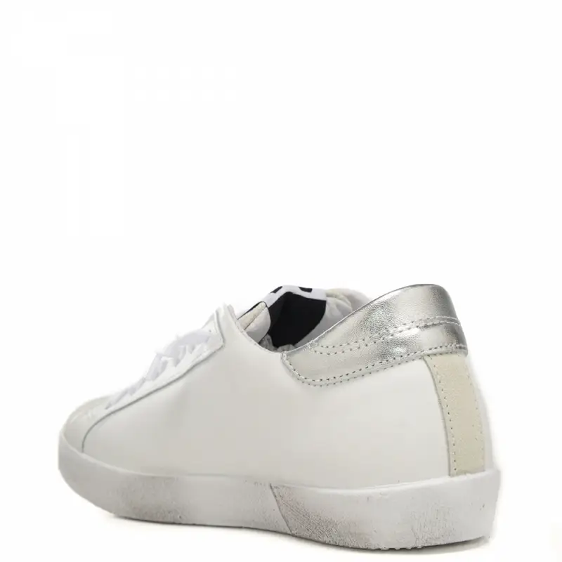 sneakers da donna prime star in vera pelle con glitter bianco argento oro miniatura 3