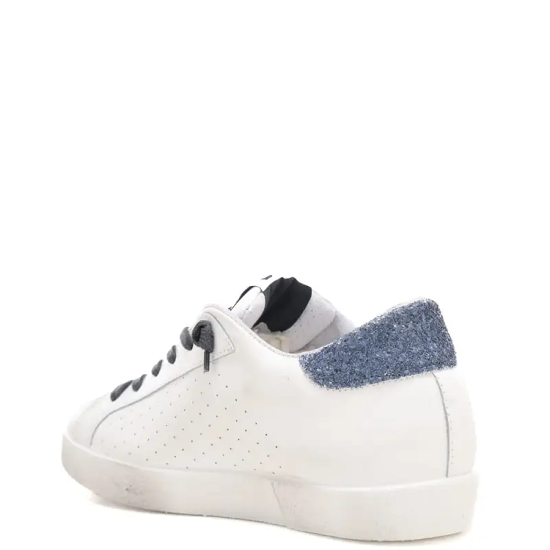 sneakers da donna prime star in vera pelle con glitter bianco avion miniatura 2