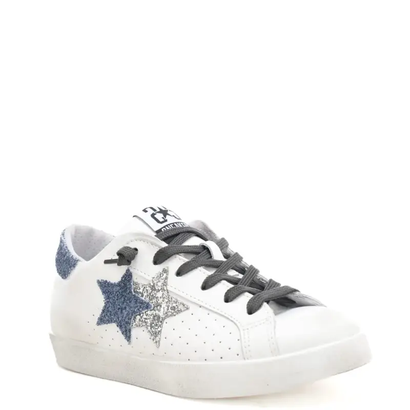 sneakers da donna prime star in vera pelle con glitter bianco avion miniatura 3