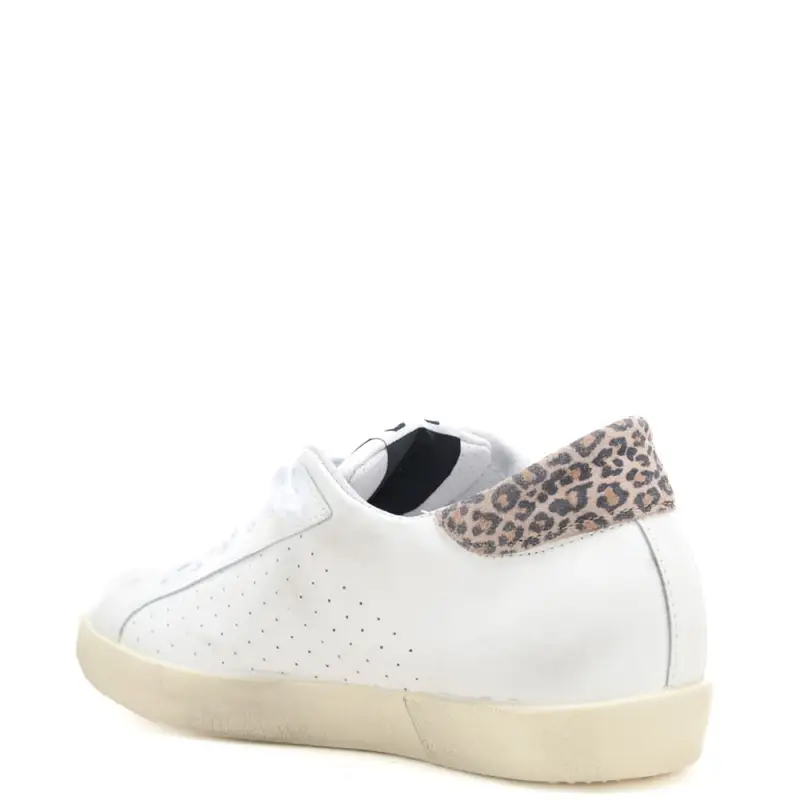 sneakers da donna prime star in vera pelle con inserti animalier bianco leopardo miniatura 3