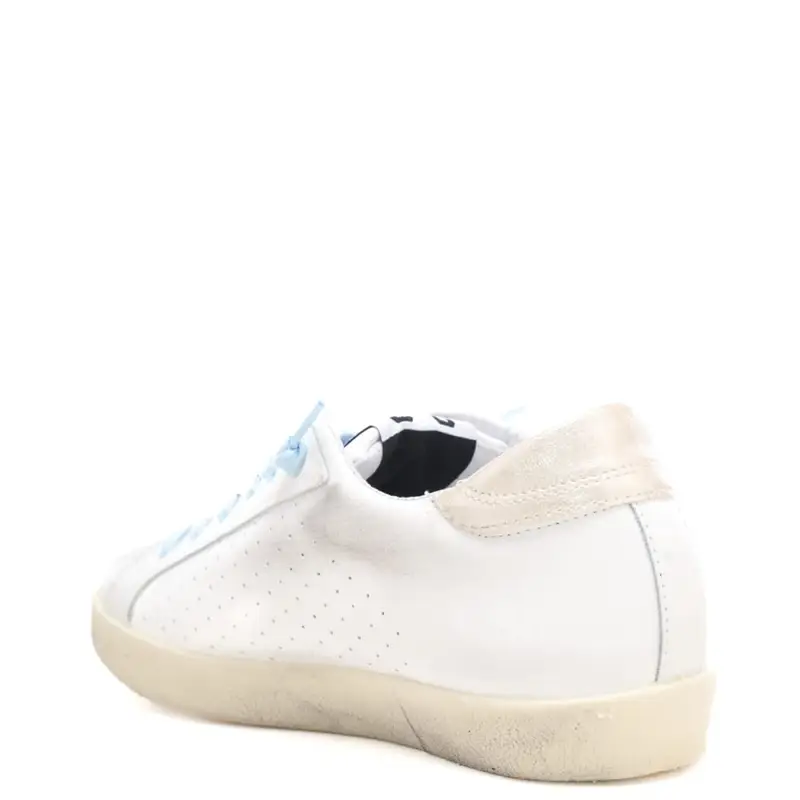 sneakers da donna prime star in vera pelle con inserti laminati bianco platino miniatura 2