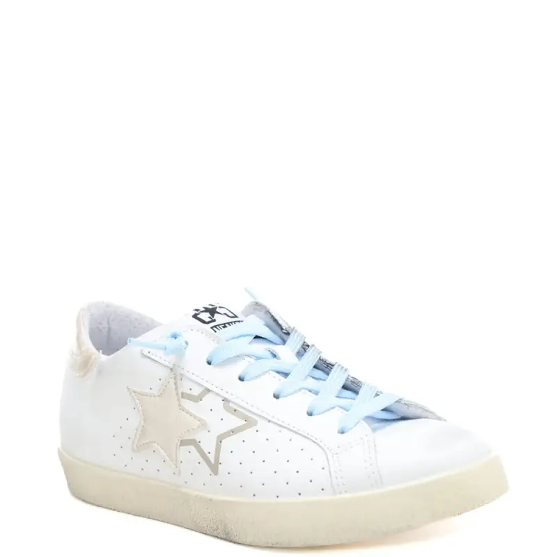 sneakers da donna prime star in vera pelle con inserti laminati bianco platino miniatura 3