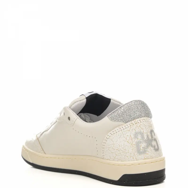 sneakers da donna week star con glitter e inserti in vera pelle effetto vintage bianco argento miniatura 3