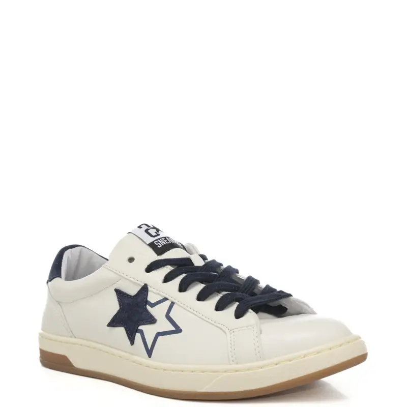 sneakers da uomo now star con inserti in suede bianco blu miniatura 2