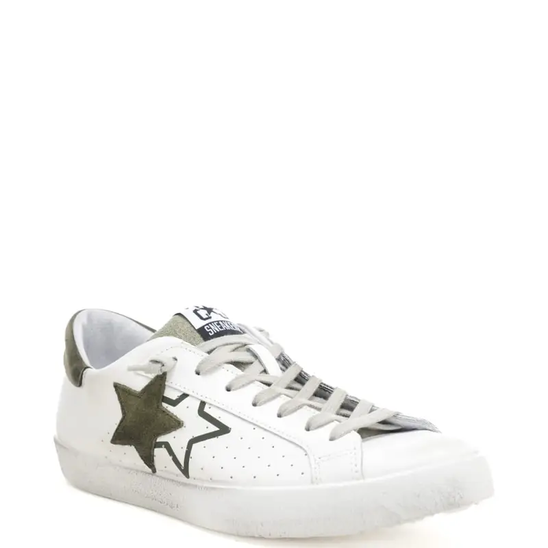 sneakers da uomo prime star in vera pelle con inserti in suede a contrasto colore bianco verde miniatura 3