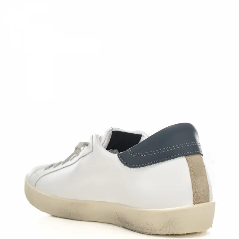 sneakers da uomo prime star in vera pelle con inserti in suede bianco blu miniatura 3