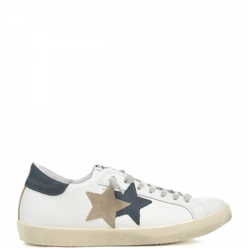sneakers da uomo prime star in vera pelle con inserti in suede bianco blu